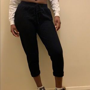 Zara Black Heavy weight cropped sweat pants Sz M